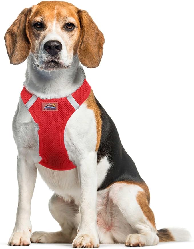 DOGGIE DESIGN American River Ultra Choke-Free Mesh Dog Harness Red (X-Large)