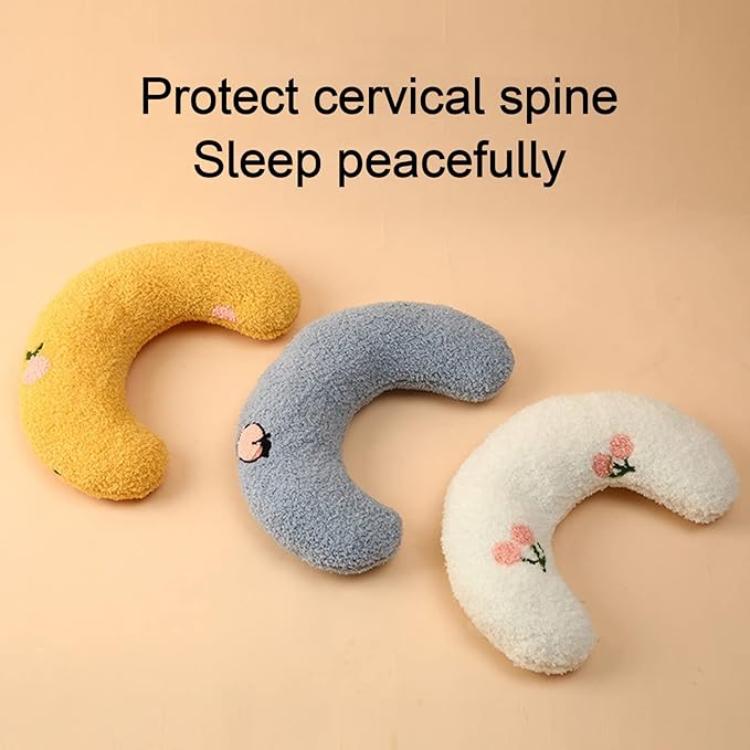 Cat Pillows for Indoor Cats, Soft Fluffy Dog Calming Pillow, Little Dog Pillows, U Shaped Half Donut Cuddler with Cute Embroidery, Washable Neck Protector Pillows for Small Dogs and Cats (white)