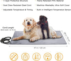 Toozey Extra Large Pet Heating Pad, 6 Adjustable Temperature Dog Cat Heating Pad with Timer, Waterproof Heated Dog Bed with Chew Resistant Cord, Indoor Electric Pet Heated Mat 47x28in