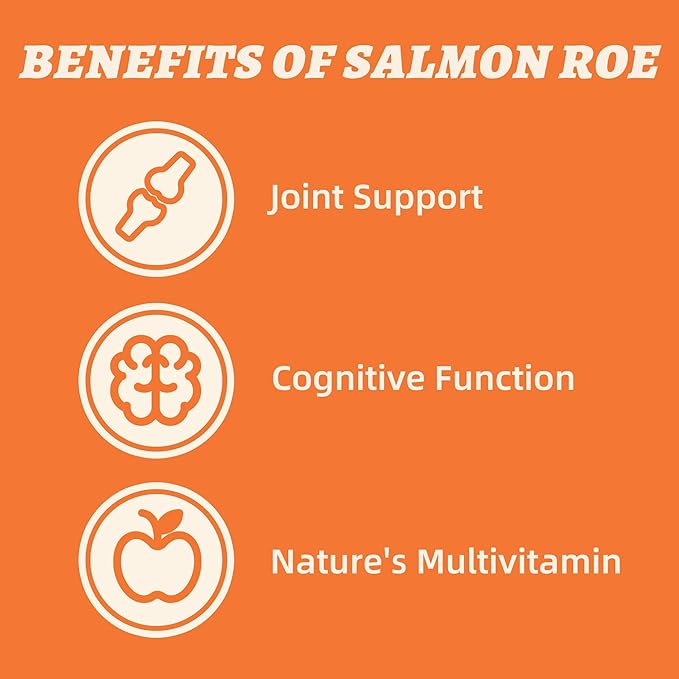 Wellix Dog & Cat Food Topper - Salmon Roe Treats Freeze Dried Egg Yolk & Chicken Flavor Low Calorie - Antioxidant and Skin & Coat Support - Healthy Cat Treats for Indoor Cats