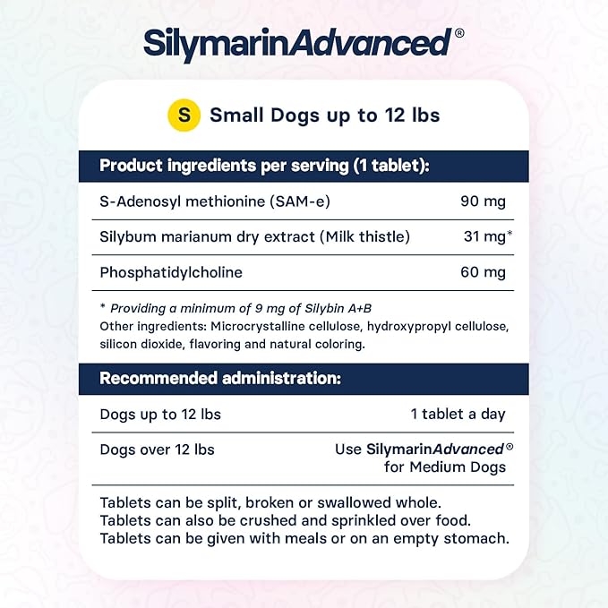 Liver Health Supplement for Small Dogs - Milk Thistle for Dogs Liver Support with S-Adenosylmethionine (Same) & Silybin - 30 Tablets