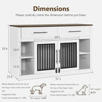Lovupet Wooden Dog Crate Furniture, Pet House End Table with Large Drawers, Pet Crate for Small/Medium Dogs 1858 (White and Brown)