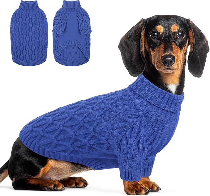 Queenmore Medium Dog Sweater,Dog Sweater for Medium Dogs Boys Girls,Christmas Sweaters for Dogs,DogSweater Knitwear Outfit,Thick Warm Pet Clothes for French Bulldog,Boston Terrier(Royal Blue,M)