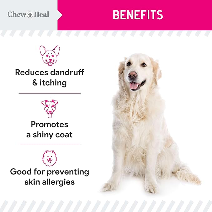 Omega 3 Powder for Dogs - 14 oz of Dog Powder Supplement for Skin and Coat - Made with Omega 3, 6, and 9 Fatty Acids, Biotin, and Vitamin C - Made in The USA