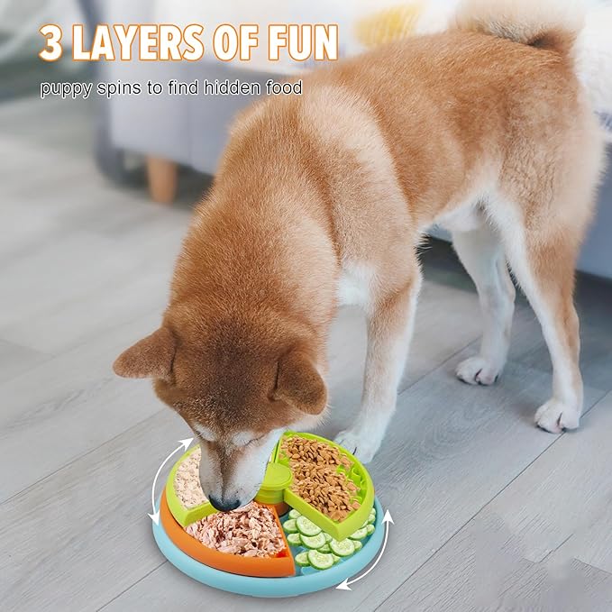 Slow Feeder Dog Bowl 3 Layers, Reduces Boredom and Anxiety, Food Puzzle Feeder, Non-Slip Interactive Puzzle Game for Small/Medium/Larger Dogs (2pcs)