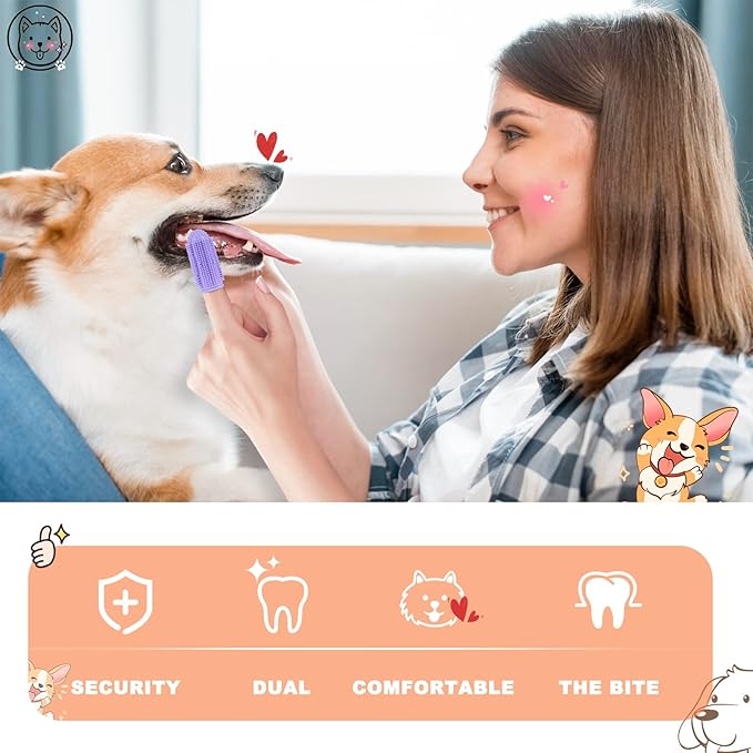 Dog Toothbrush Finger Toothbrush Dogs Tooth Brushing Kit 4Pack Dogs Finger Toothbrushes for Dog Teeth Cleaning& Dental Care Doges Tooth Brush Pet Toothbrush