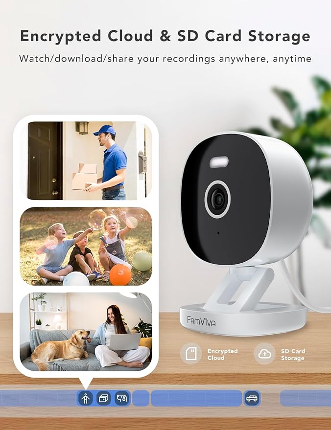 2K Security Camera, Outdoor/Indoor for Home, Pet, Baby, Nanny, IP65 Wterproof Color Night Vision, White Light & Siren, Recording, Motion Detection, Compatible with Alexa, White-4P