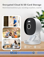 2K Security Camera, Outdoor/Indoor for Home, Pet, Baby, Nanny, IP65 Wterproof Color Night Vision, White Light & Siren, Recording, Motion Detection, Compatible with Alexa, White-4P