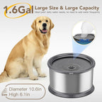 1.6 Gallon Dog Water Bowl, 6.5L/220oz Stainless Steel No Spill Water Bowl for Large Dogs, Super Large Capacity Splash Proof Pet Slow Drinking Water Bowl with Anti-Slip Mat for Mess Drinkers