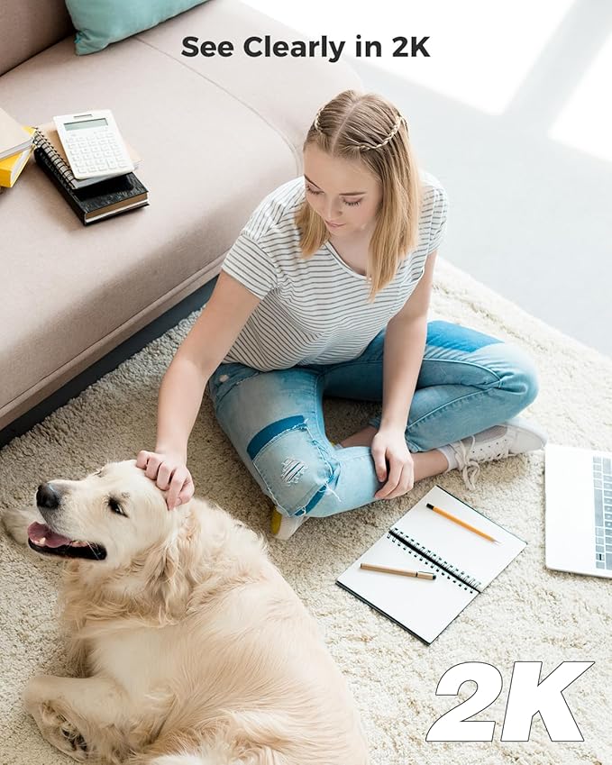 COCOCAM 2K Indoor Pan/Tilt Security Camera with 5200mAh Battery, WiFi Camera,Wireless for Baby Monitor/Pet/Home Security, AI Recognition, PIR Human Detection, 2.4G WiFi (Black)