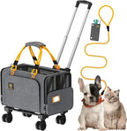 PAWZIDEA Pet Carrier with Wheels, 18x11x11 TSA Airline Approved Cat Carrier for 2 Cats Under Seat, Expandable Soft-Sided Dog Carrier for Small Dogs Rolling Travel Bag with Telescopic Handle, ID Card