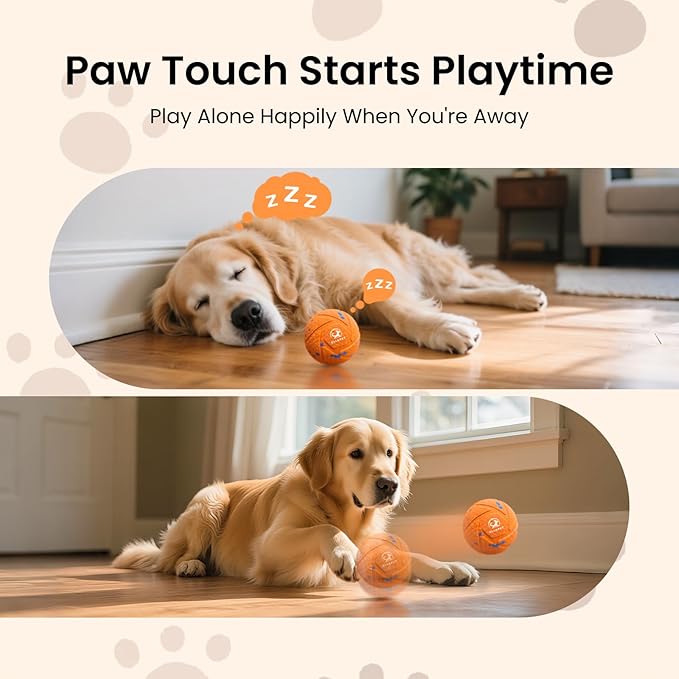 Smart Interactive Dog Toy Ball - Auto Bouncing & Rolling, Chew-Resistant E-TPU Material, 3 Interactive Modes, IPX7 Waterproof, Smart Chase Pet Toy Ball for Medium and Large Dogs (Orange)