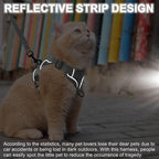 Cat Harness and Leash Set, Upgraded Escape Proof Adjustable Kitten Vest with Lead for Small Cat Outdoor Walking, Soft Breathable Mesh Jacket with Reflective Strips for Dark Night (S, Mature Gray)