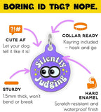 Personalized QR Code Dog Tags - Choose from 25+ Tag Designs - QR Code Links to Your Profile - Unique, Cute, Funny, Sassy Pet ID Tag (Silently Judging, Large (1.25 inch))