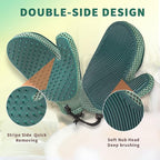 2 in 1 Pet Fur Glove & Cat Hair Remover Glove, Dog Grooming Glove Brush for Shedding, Massage, Efficient Pet Hair Remover Mitt for Uproot Cleaner Clothes, Couch, Carpet [Blue/Pair]