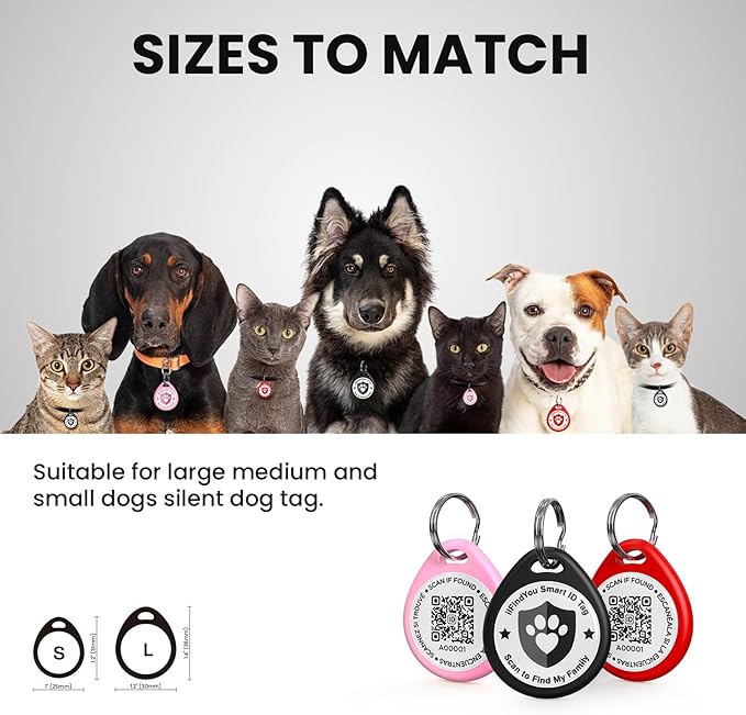 3 Pack Cat Tags Personalized Small, QR Code Cat Name Tags for Kitten Collar, Scan Location Alerts, Black,Pink,Red S