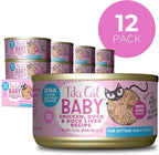 Tiki Cat Baby, Chicken Duck & Duck Liver Mousse & Shreds, High-Protein and Flavorful, Wet Cat Food for Kittens 4 Weeks Plus, 2.4 oz. Cans (Pack of 12)