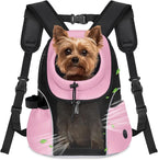 WOYYHO Pet Dog Carrier Backpack Small Dog Front Backpack Ventilated Mesh Dog Travel Back Pack with Safety Belt for Travel Hiking Cycling Outdoor Adventures (Size S: 2-4.5 lbs, Pink)