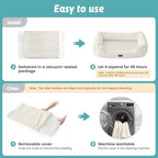 Orthopedic Dog Bed for Medium Dogs & Large Dogs - Washable Rectangle Pet Bed with Anti-Slip Bottom, Soft Calming Cat & Puppy Bed for Indoor Pets (35"x25"x8", Cream)