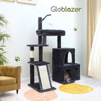 Globlazer Cat Tower for Adult Indoor Cats, 50-inch Heavy Duty Cat Tree for Big Cats, Cat Tree House with Extra-Large Padded Platform, Sisal Scratching Board, 2 Large Condos, F50, Dark Grey