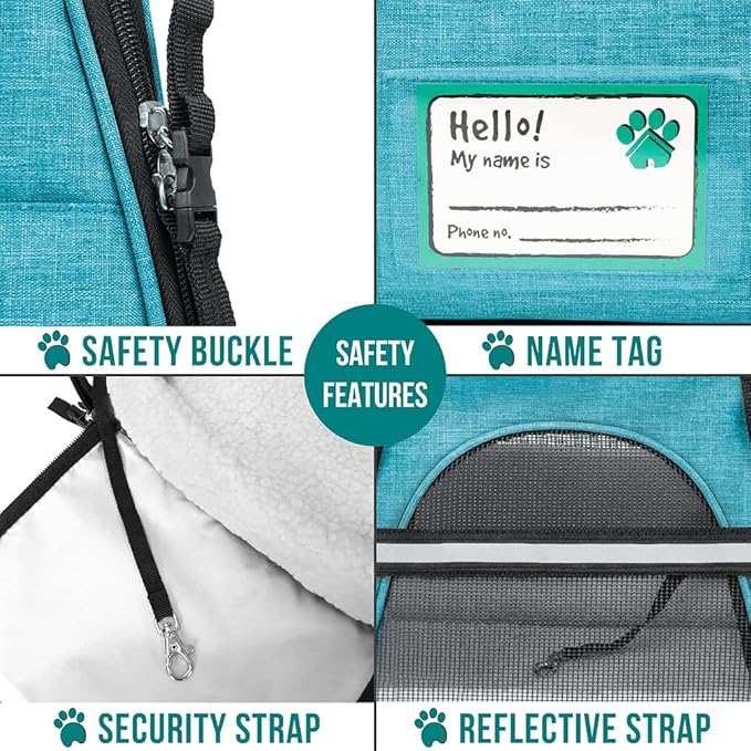 PetAmi Airline Approved Pet Carrier for Cat, Soft Sided Dog Carrier for Small Dog, Cat Travel Supplies Accessories Indoor Cat, Ventilated Pet Carrying Bag Medium Large Kitten Puppy, Large Heather Blue