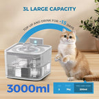 PAPIFEED Wireless Cat Water Fountain, 106oz/3L Battery Operated Pet Water Fountain Cordless for Cats Indoor, Automatic Cat Drinking Dispenser with Motion Sensor, Leak-Proof Silicone Pad Included White