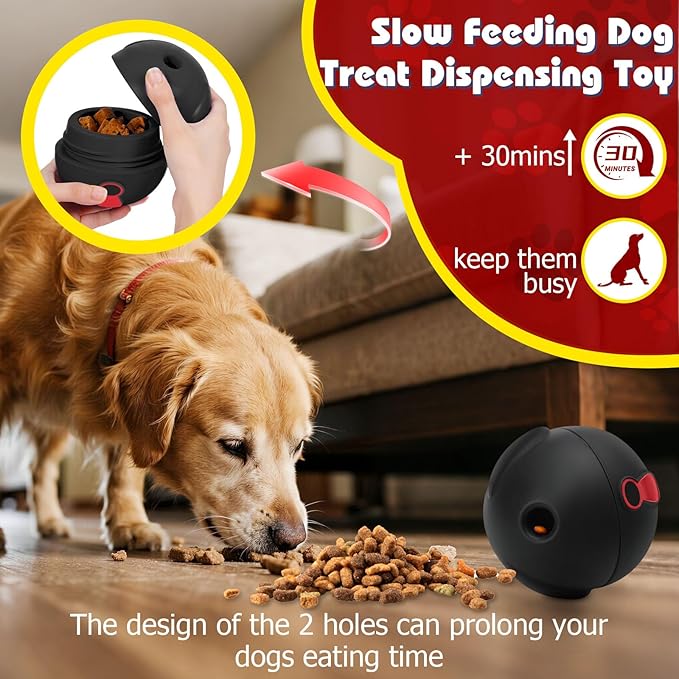 Yipetor Interactive Treat Dispensing Dog Toys, Heavy Duty Frozen Dog Treat Ball - Slow Feeding Puppy Lick Bowl Tough Chew Toy for Large Medium Dogs to Keep Them Busy/Relief Anxiety/Puzzle Stimulate