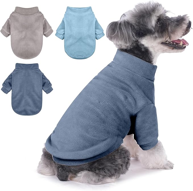 Dog Sweater, 3 Pack Dog Sweaters for Small Dogs Girl Boy, Ultra Soft Warm Puppy Clothes Dog Coat for Winter (Gray+Azure+Navy, X-Small)