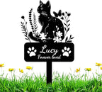 Custom Cat Memorial Grave Marker Stake Personalized Cat Memorial Garden Stake Pet Loss Sympathy Gift Outdoor Memorial Engraved Sign Cat Headstones Metal Sign Pet Plaque Yard Stake