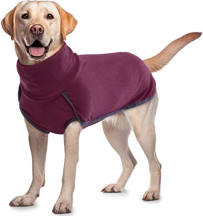 ROZKITCH Dog Winter Coat Soft Pullover Pajamas, Pet Windproof Warm Cold Weather Jacket Vest Cozy Onesie Jumpsuit Apparel Outfit Clothes for Small, Medium, Large Dogs Walking Hiking Travel Sleep Red