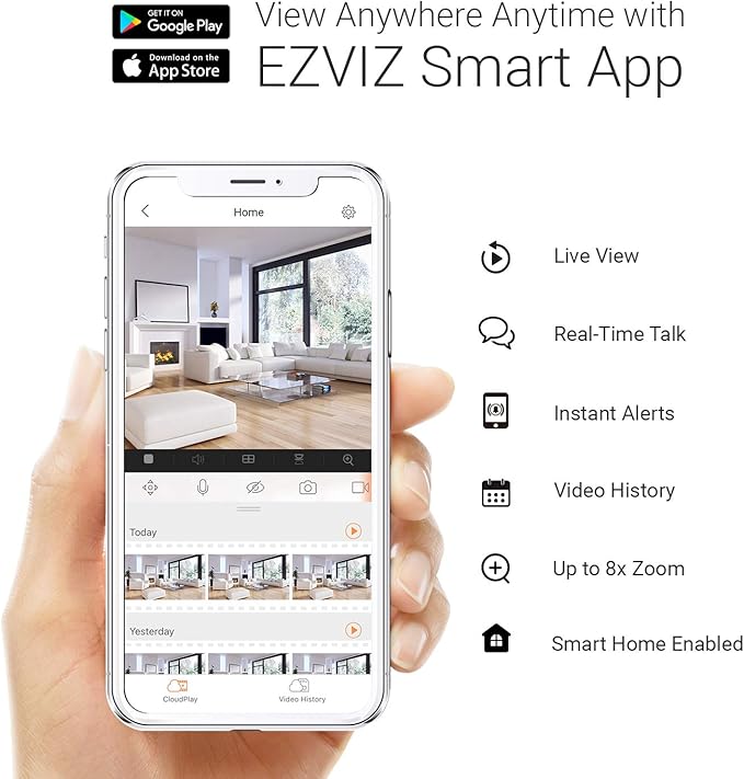 EZVIZ Indoor Security Camera 1080P WiFi Baby Monitor, Smart Motion Detection, Two-Way audio, 40ft Night Vision, Works with Alexa & Google Assistant(C1C)