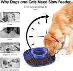 Lick Mat for Small Dogs and Cats with Suction Cups, Silicone Slow Feeder Lick Pad with Collapsible Bowl for Anxiety Relief, Pet Puzzle Treat Mat for Bathing Grooming Trimming (Purple)