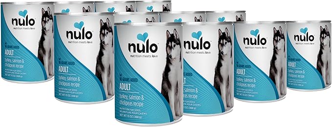 Nulo Grain-Free Turkey, Salmon, & Chickpeas Recipe Adult Wet Canned Dog Food, 13 Ounce, 12 Cans