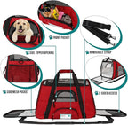 PetAmi Airline Approved Pet Carrier for Cat, Soft Sided Dog Carrier for Small Dogs, Cat Travel Supplies Accessories for Indoor Cats, Ventilated Pet Carrying Bag Medium Large Kitten Puppy, Large Red