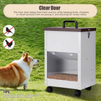 Outdoor Automatic Dog Feeder Large Breed 28 Lbs Capacity, Galvanized Metal Self Feeding Dog Food Dispenser with Clear Door, Gravity Pet Feeder Wall Mountable, Easy to Move with Wheels