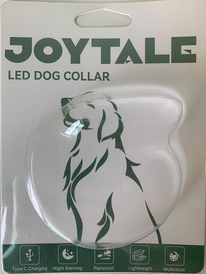 Joytale Light Up Dog Collar, Rainproof and Rechargeable LED, 9 Flashing Modes, Glow for Night Walking, Cuttable Soft Silicone Collar for Small and Medium Dogs, 17.7 Inch