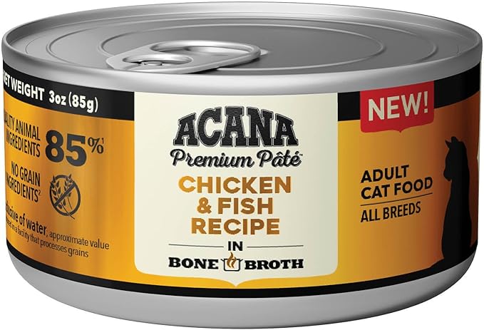 ACANA Premium Pate Wet Cat Food in Bone Broth Chicken + Fish Recipe 3oz Cans (24 count)