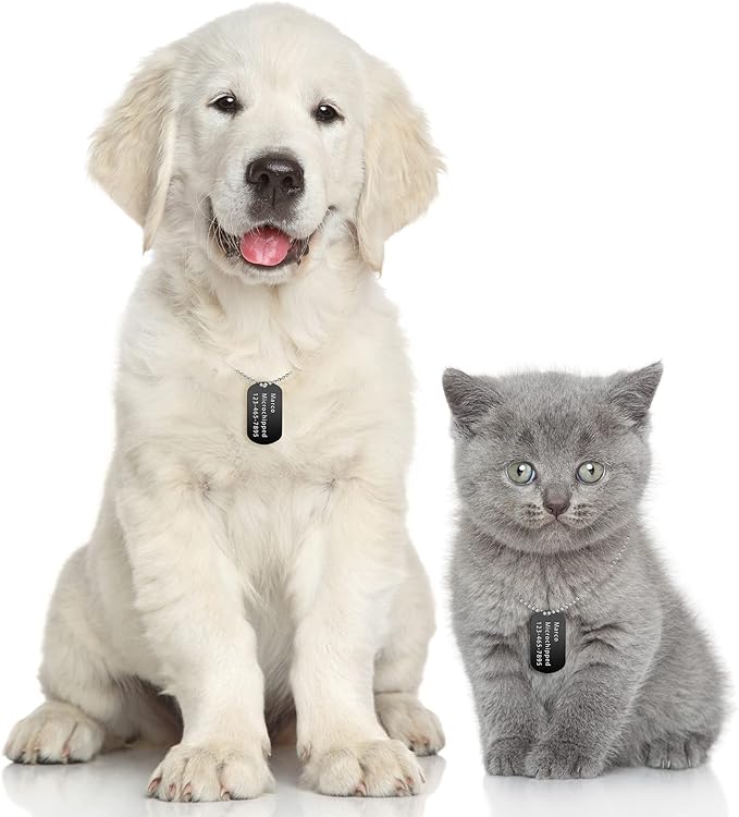 Yinkin 200 Pcs Personalized Military Dog Tags Set Including 100 Pcs Aluminum Blank Dog Tags for Engraving 100 Ball Steel Chain Rectangle Metal Blank Stamping Label for DIY Craft(Black)