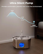 Cat Water Fountain Stainless Steel: 74oz/2.2L Cat Fountain for Drinking- Pet Water Fountain Inside - Automatic Dog Watering Dispenser Bowl - Pet Feeding & Watering Supplies (4 Filters)