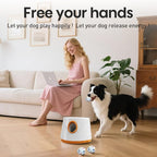 Automatic Ball Launcher for Dogs - Dog Ball Thrower Launcher with 3 Etpu Sphere, 3 Adjustable Distances (20ft/33ft/46ft), Interactive Thrower Machine, Mental Stimulation Dog Toys
