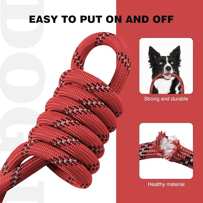 lynxking Slip Lead Dog Leash Reflective, Heavy Duty Comfortable Strong Rope for Large Medium Small Dogs No Pull Pet Training (Red, 2PCS Large 1/2in x 6ft)