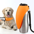 Portable Dog Water Bottle, 24 oz, Stainless Steel, Convenient Pet Water Dispenser, Collapsible Travel Bowl, Walking, Hiking, and Outdoor Activity, Compatible with Various Pets, Houd2Go (Orange, 24oz)