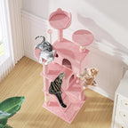MoNiBloom 60 Inch Cat Tree Tower for Indoor Cats Large Adults, Pink Cat Tower with Scratching Post, Multi-Level Furniture Activity Center with Cat Condo Pet Play House, Soft Pink