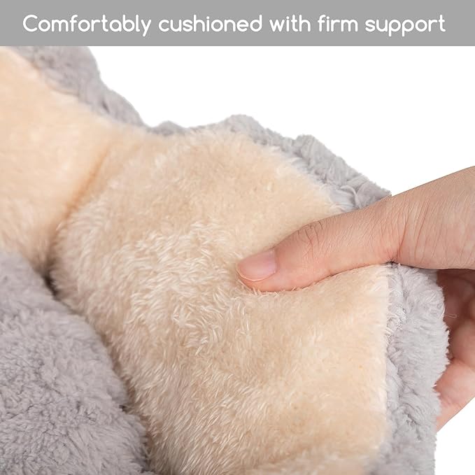 Hollypet Cozy Cat Beds for Indoor Cats - Cute Cactus Pet Bed, Fluffy Puppy Bed, Non-Slip Extra Small Dog Bed, Gray