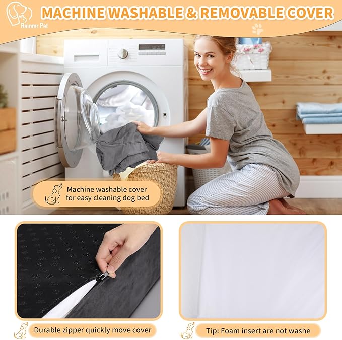 Orthopedic Dog Beds for Large Dogs, 7" Memory Foam Dog Beds with Waterproof Liner, Chew Proof Microsuede Cover, Removable and Washable, Nonskid Bottom, 48"x30" L Grey