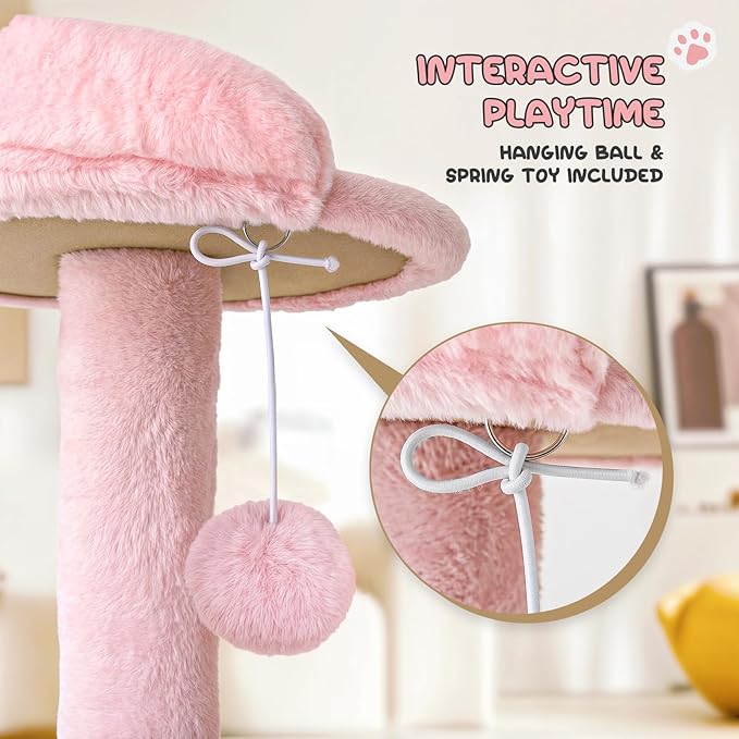 MoNiBloom 60 Inch Cat Tree Tower for Indoor Cats Large Adults, Pink Cat Tower with Scratching Post, Multi-Level Furniture Activity Center with Cat Condo Pet Play House, Soft Pink