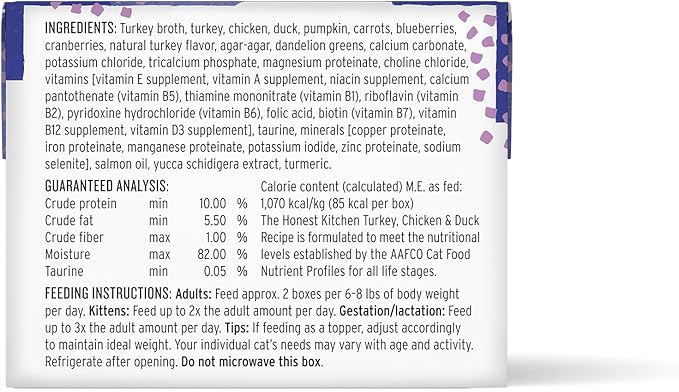 The Honest Kitchen Grain Free Minced Turkey, Chicken & Duck in Bone Broth Gravy Wet Cat Food, 2.8 oz x12