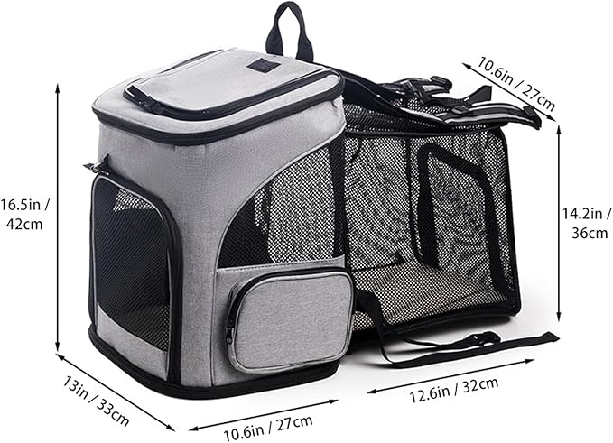 Expandable Cat Backpack Carrier – Airline Approved Pet Carrier for Small Cats Dogs Up to 17 Lbs, Travel Backpack with Breathable Mesh for Outdoor Camping Hiking
