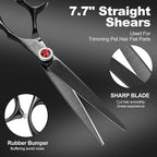GLADOG 7 Inch Professional Dog Grooming Scissors Kit, 5-in-1 Titanium Coated Pet Grooming Shears Set, Heavy Duty Grooming Scissors for Dogs (Pro Black)