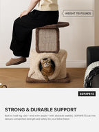 40 Inch Tall Modern Solid Wood Cat Tree Tower for Indoor Cats Large Adult, Sturdy Heavy-Duty Cat Condo with Scratching Post, Perch, Scratcher, Platform, Cozy Hideaway